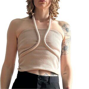 Everyday Sz S Ribbed Halter Cream Top